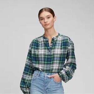 🆕 GAP Shirred Henley Top Womens Size S